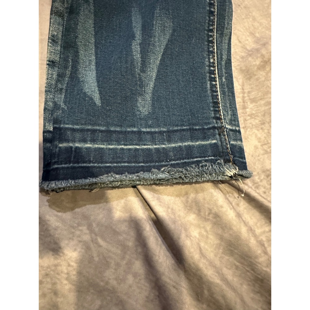 R1893 Womens Distressed Skinny Jeans Dark Wash Button Fly Frayed Hem Size 10 - Picture 13 of 14